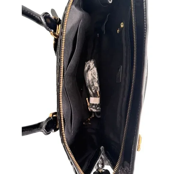 Lauren Ralph Lauren Womens Black Patent Leather Crossbody Satchel Bag Large - Picture 4 of 14